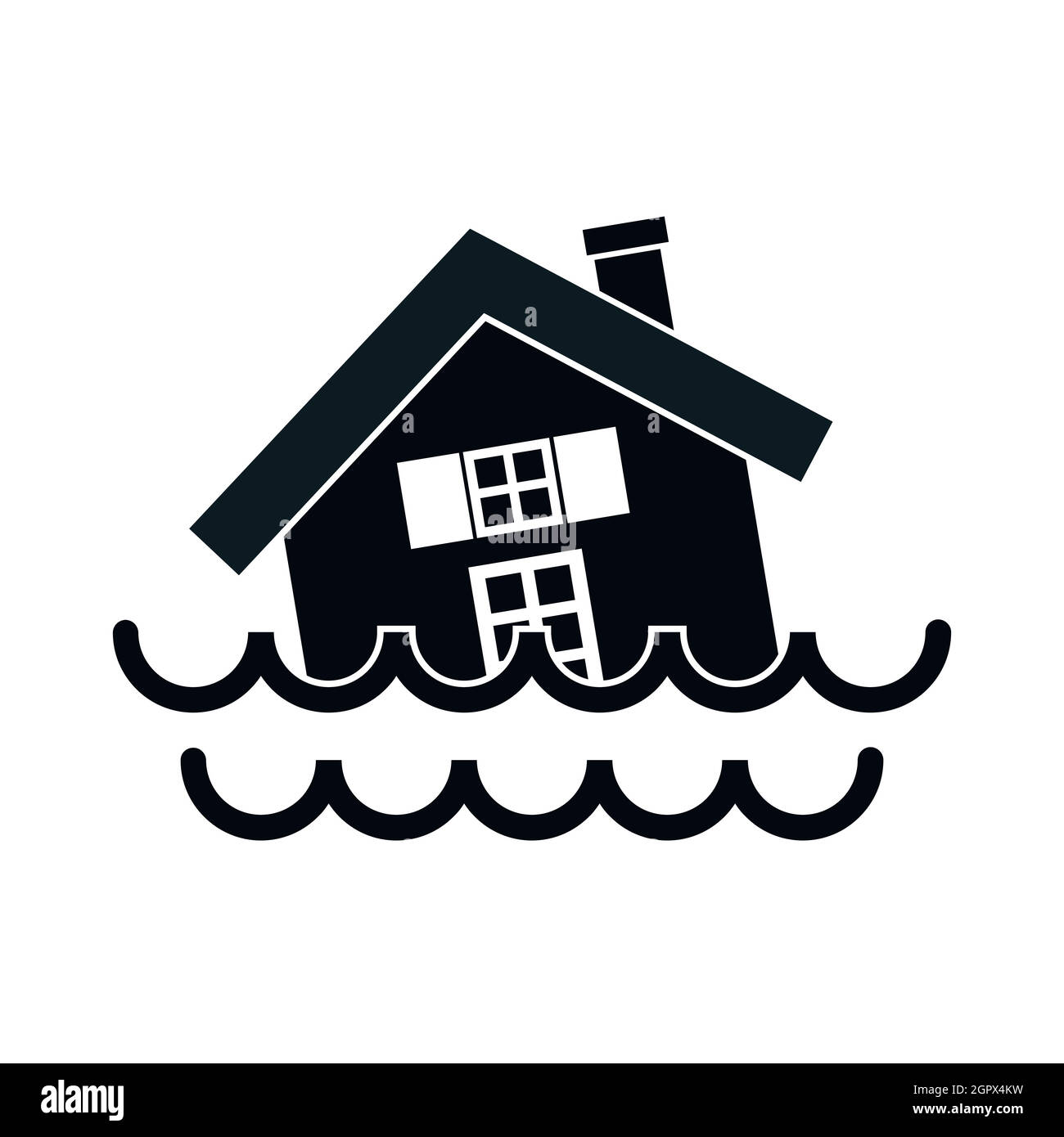 House sinking in a water icon, simple style Stock Vector