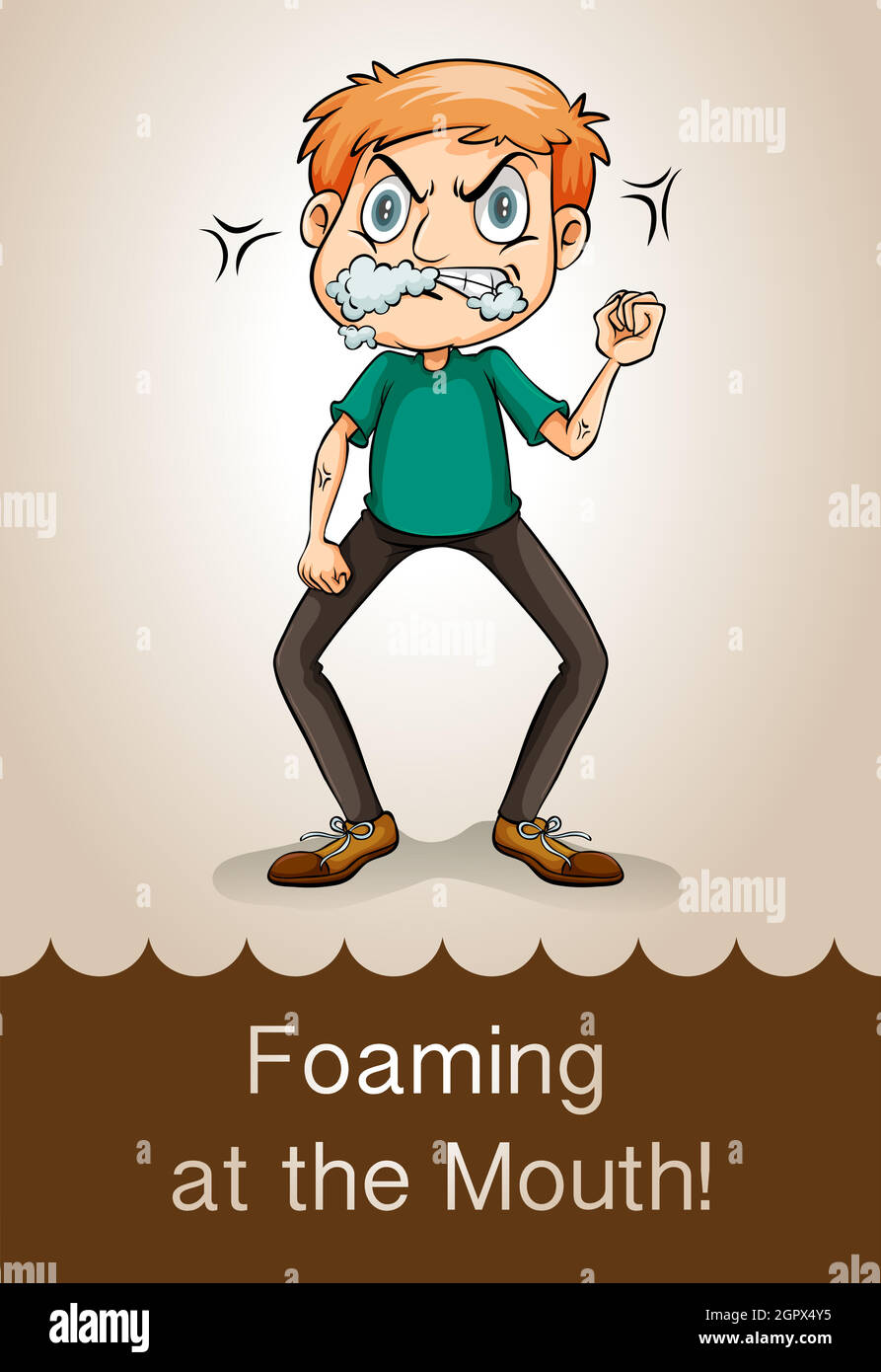 Idiom foaming at the mouth Stock Vector Image & Art Alamy