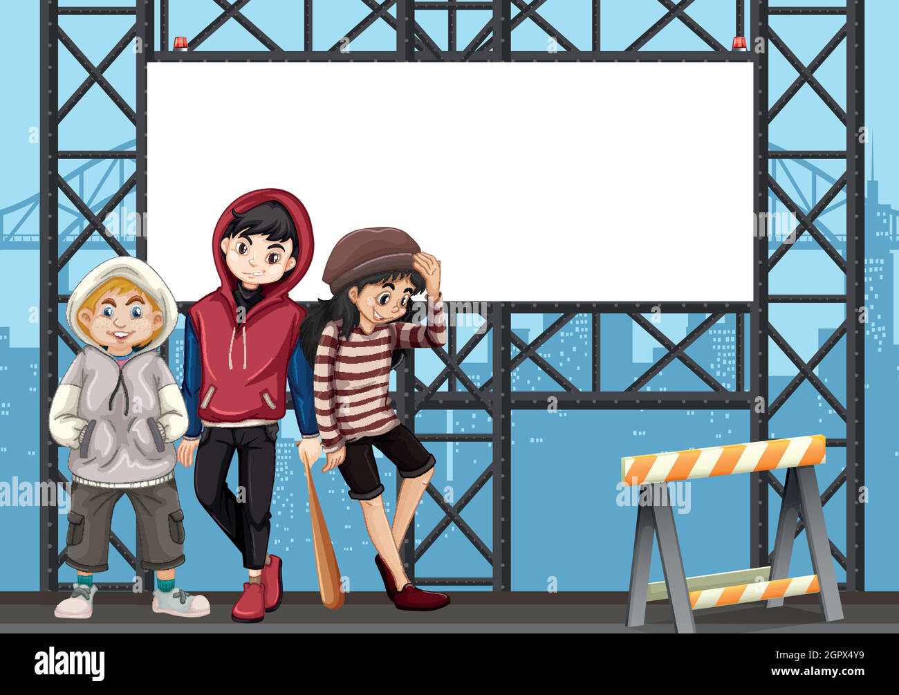 Group of teen on urban billboard Stock Vector
