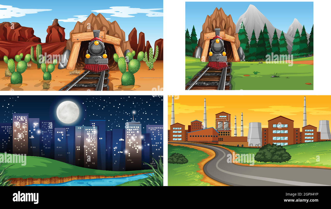 Set of outdoor nature scenes blank empty templates Stock Vector Image ...