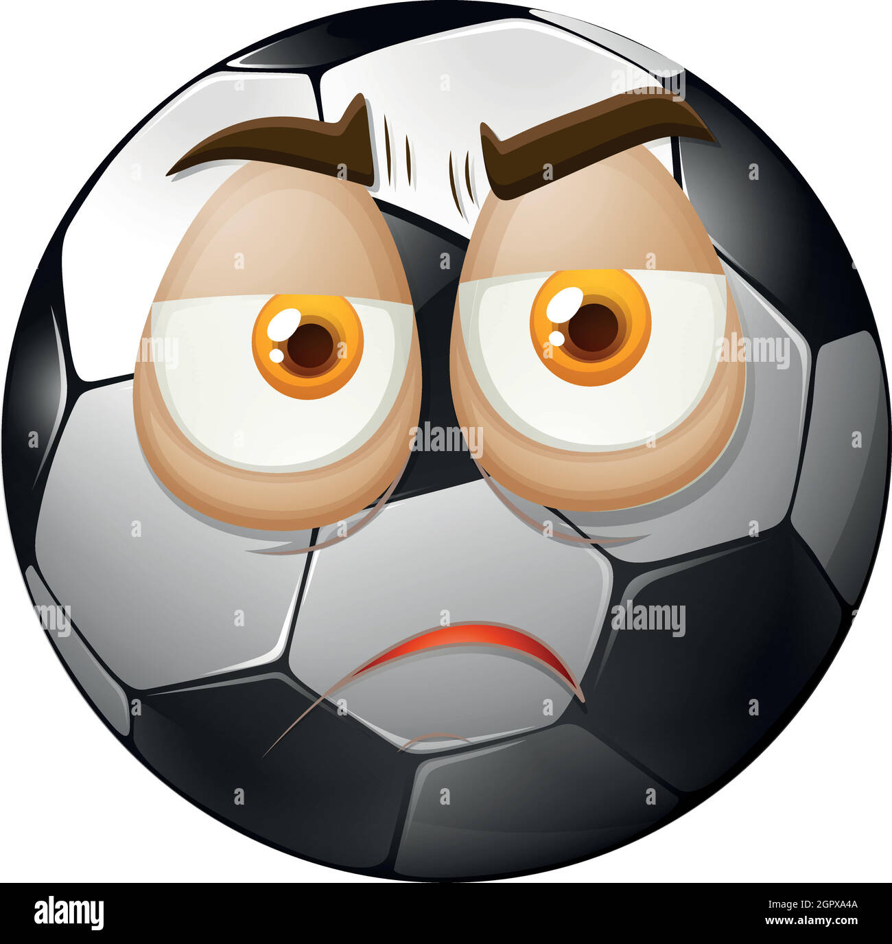Football with sad face Stock Vector