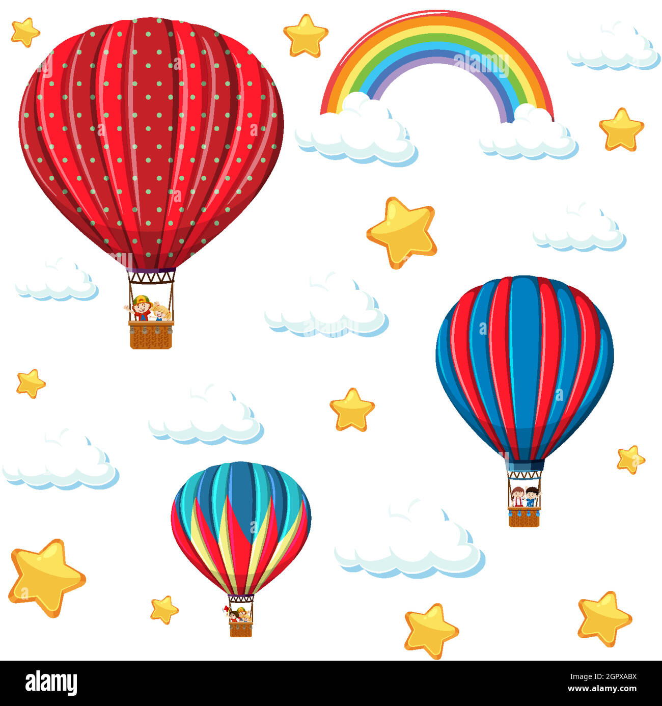 Seamless colorful balloon with rainbow and star pattern Stock Vector