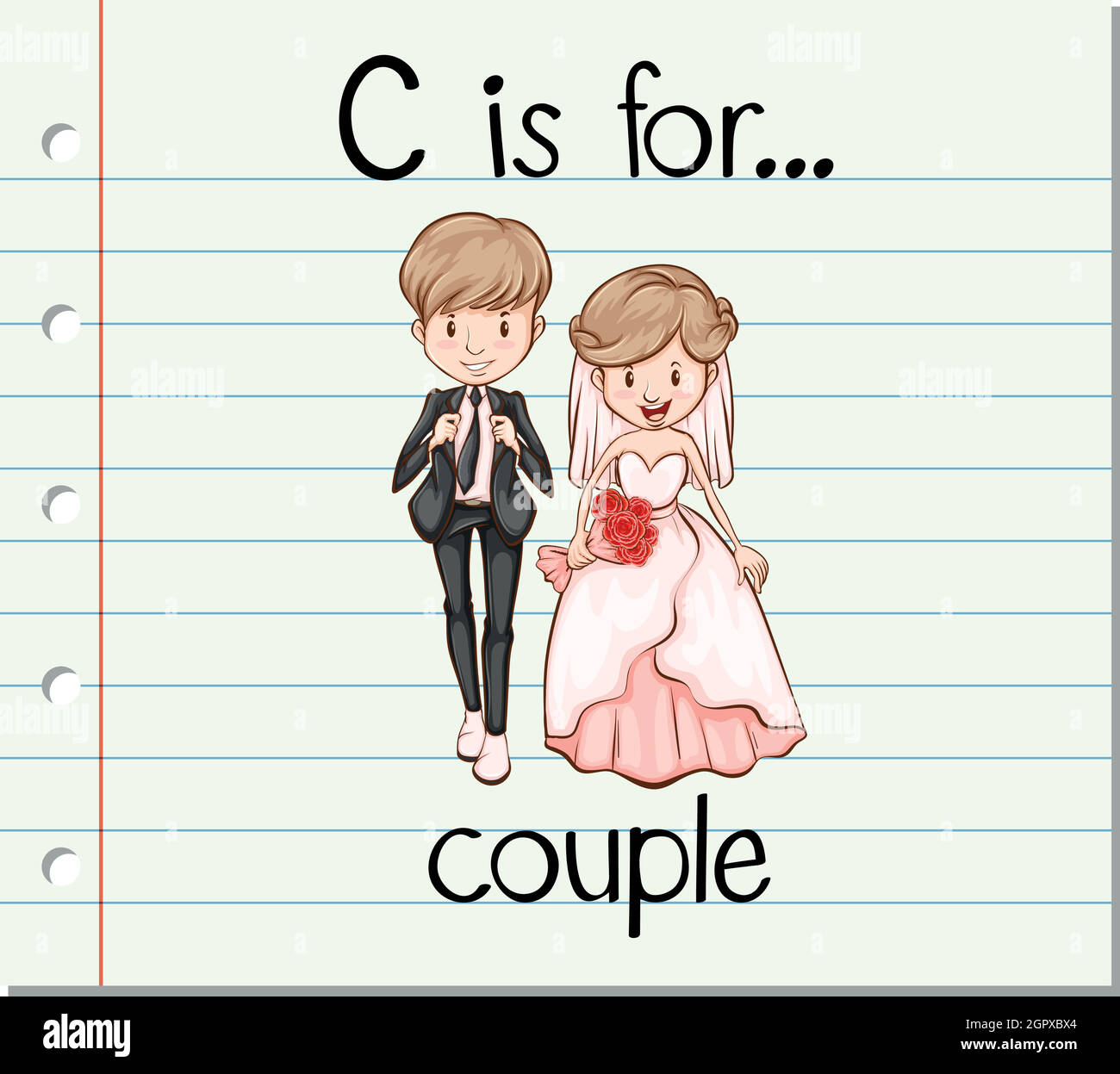 Flashcard letter C is for couple Stock Vector