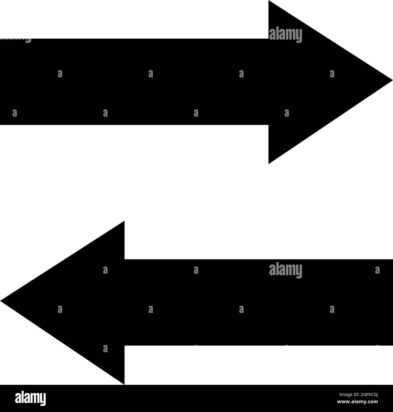 Vector illustration of black arrows, indicating the right and left directions Stock Vector