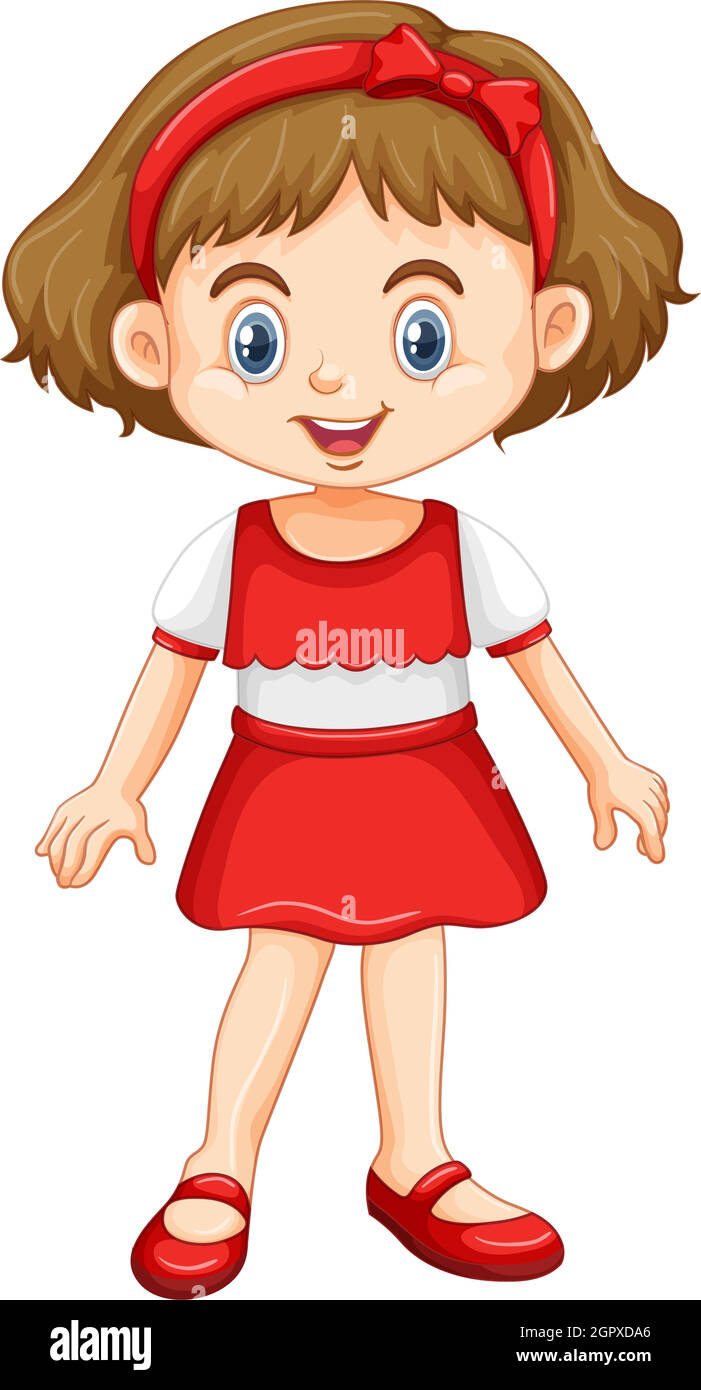 Little girl in red and white clothes Stock Vector