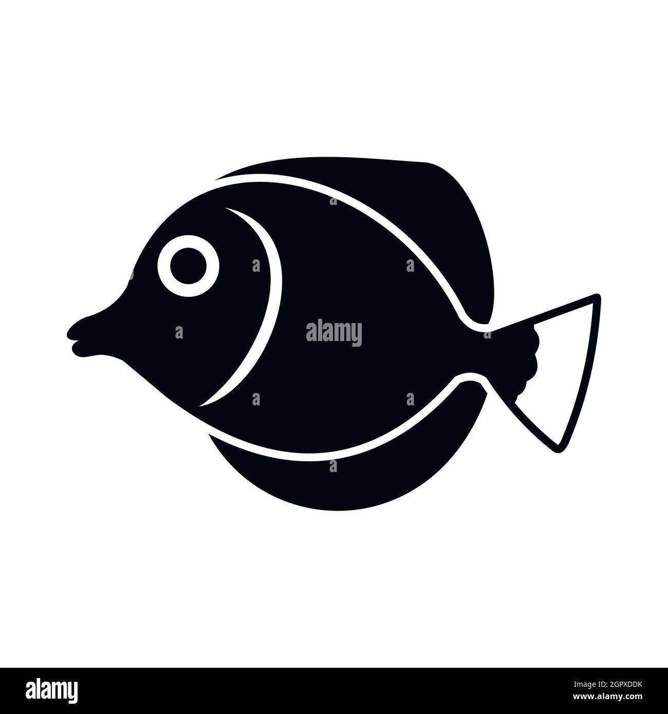 Tang fish, Zebrasoma flavescens icon Stock Vector