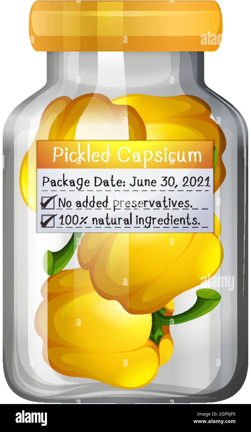 Pickled capsicum preserve in glass jar Stock Vector
