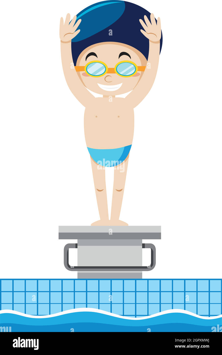 A swimmer on springboard Stock Vector