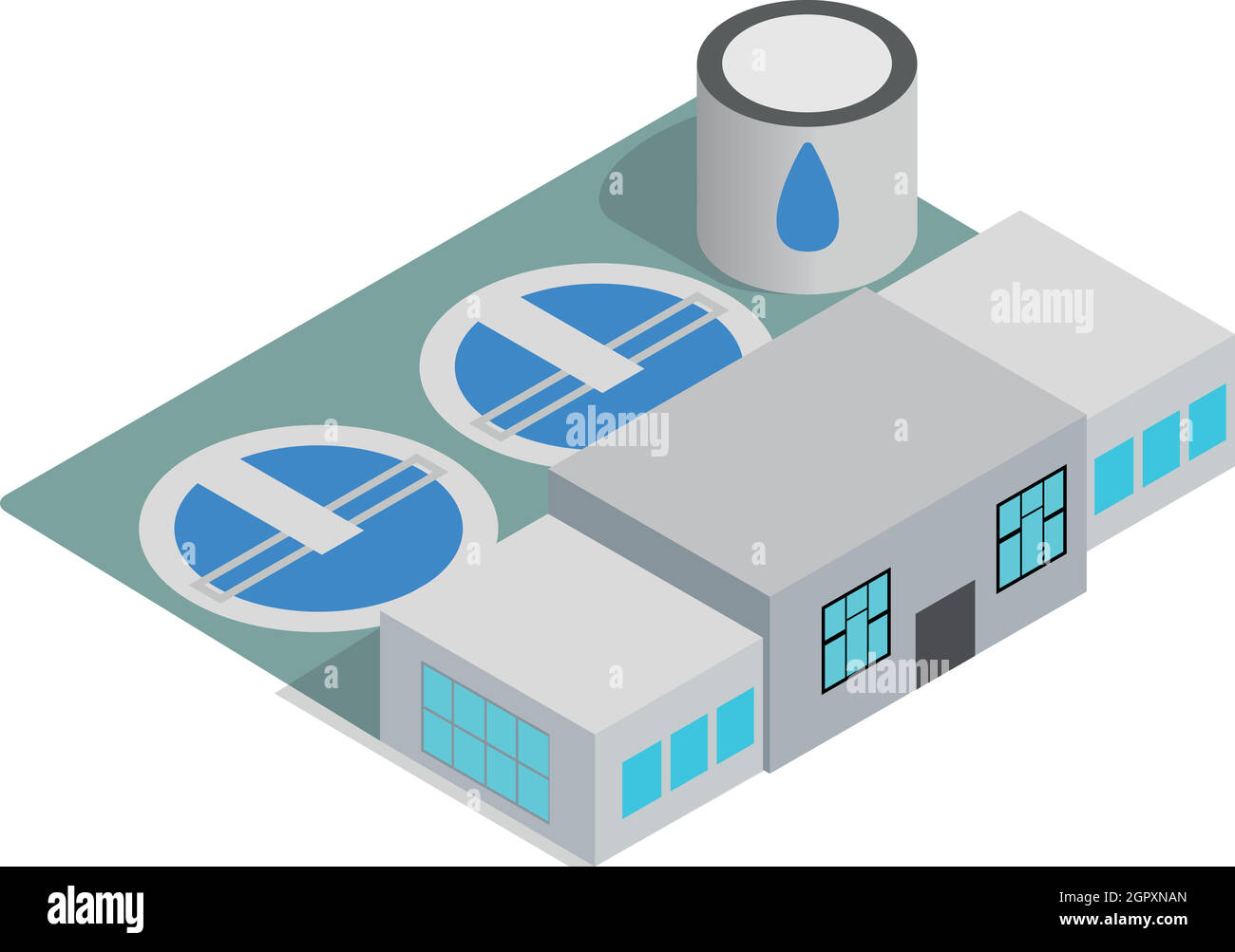 Water treatment building icon, isometric 3d style Stock Vector