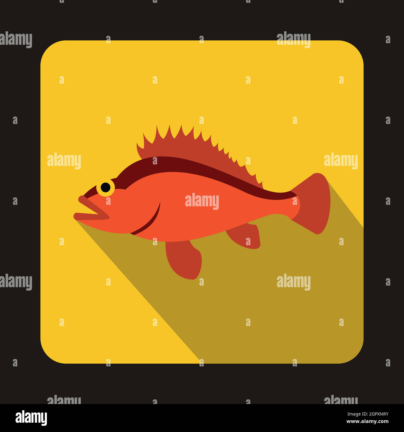 Rose fish, Sebastes norvegicus icon, flat style Stock Vector Image ...