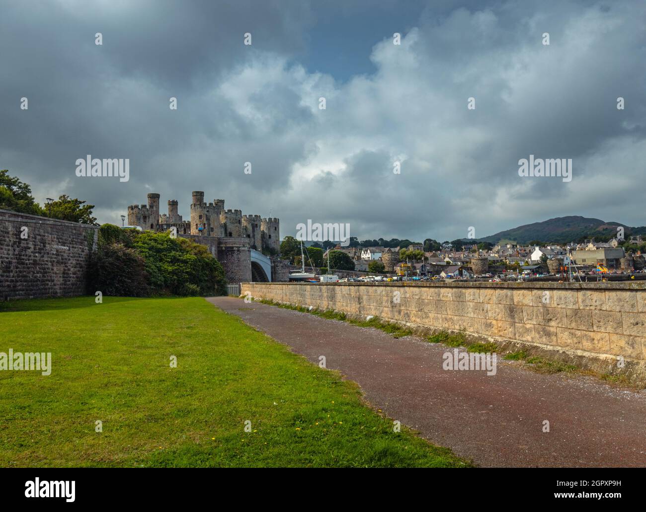 Conwy Castle in Wales, outside and inside view of the town of Conwy Stock Photo