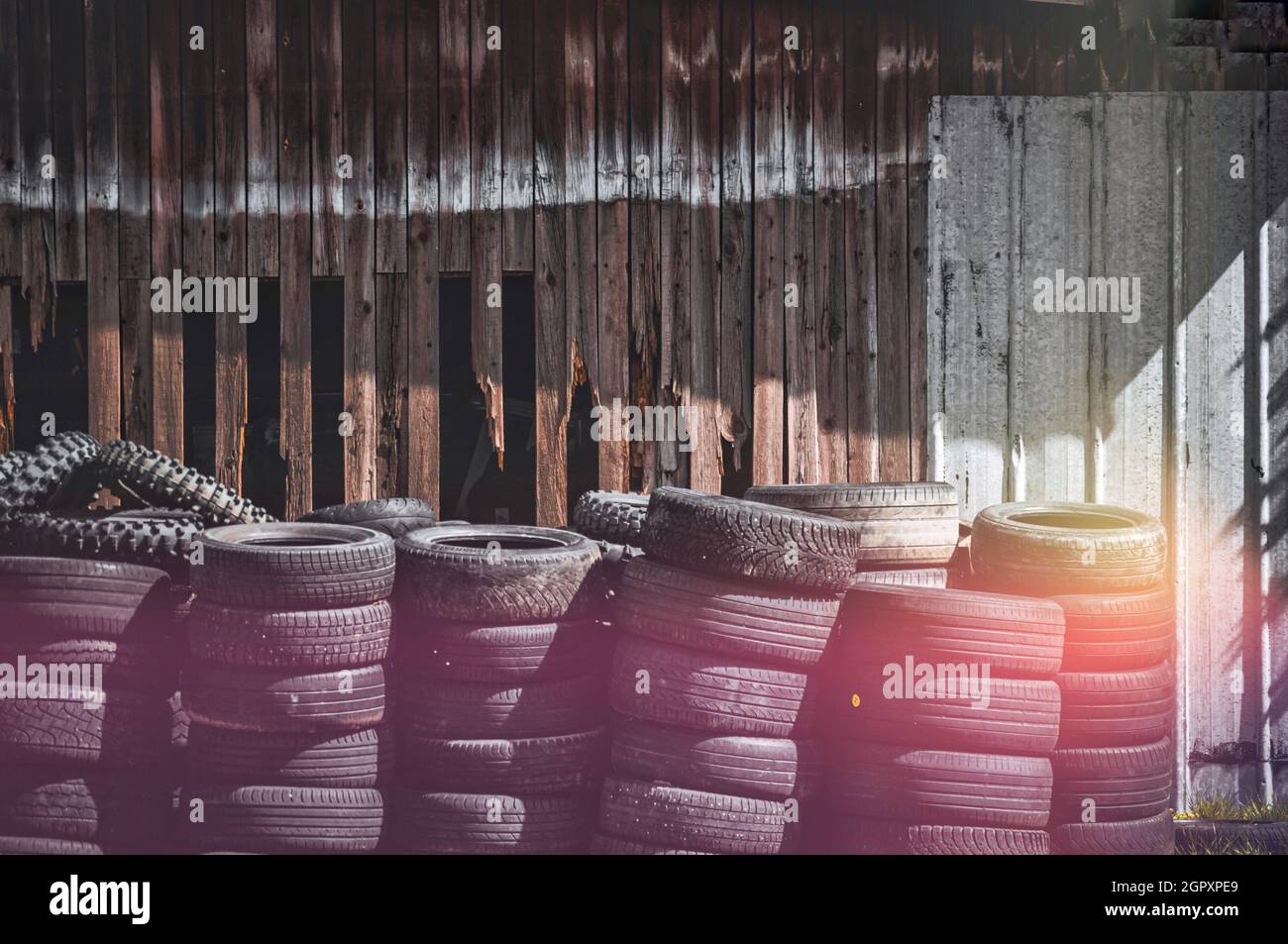 Close-up Of Stack Of Tires Stock Photo