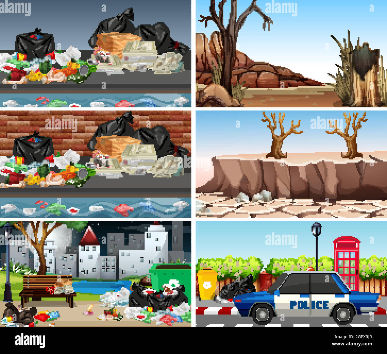 Polluted Scenes Set of polluted scenes Stock Vector Image & Art - Alamy