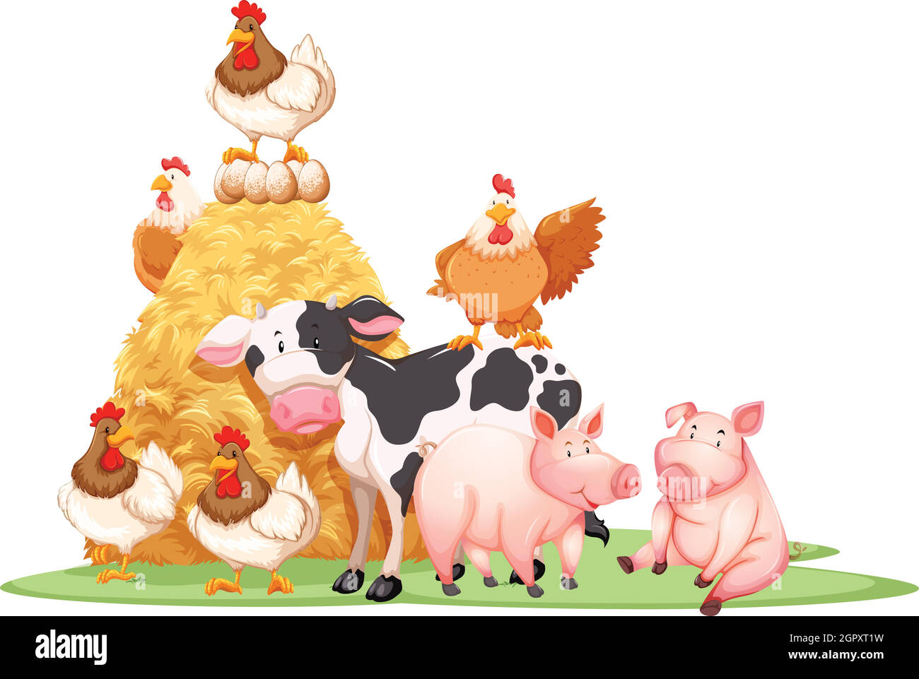 Farm animals with haystack Stock Vector