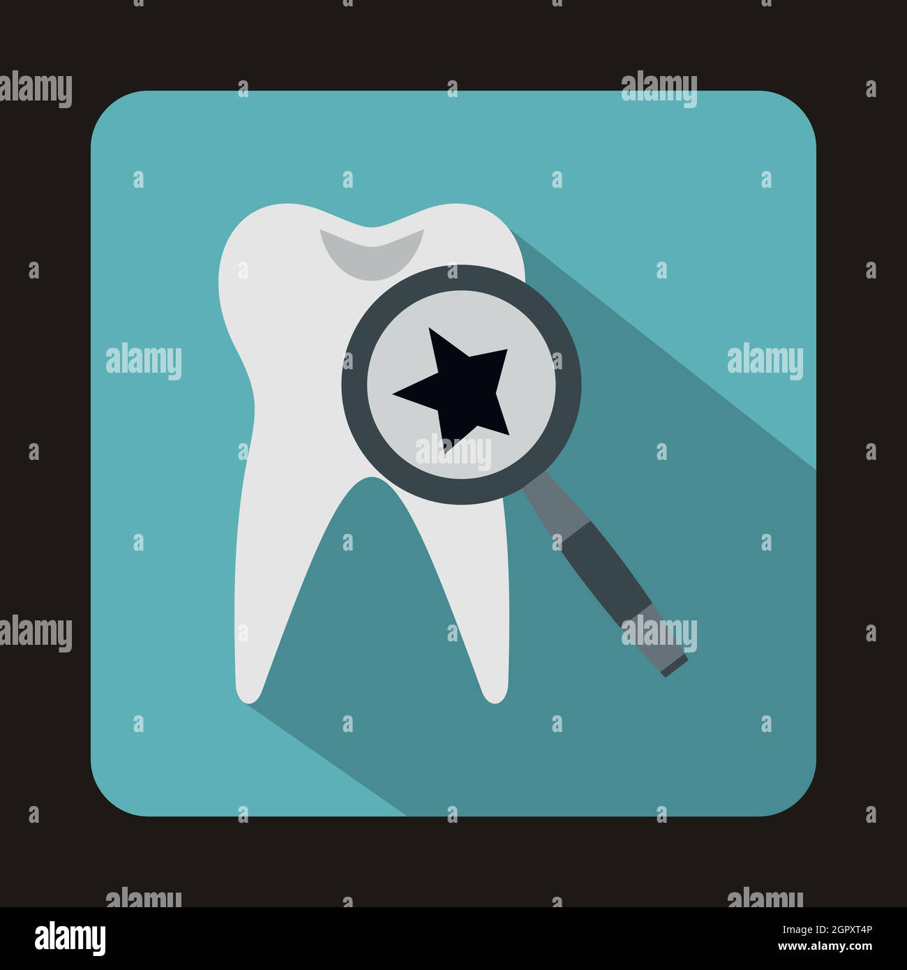 Tooth with magnifying glass icon, flat style Stock Vector Image & Art ...