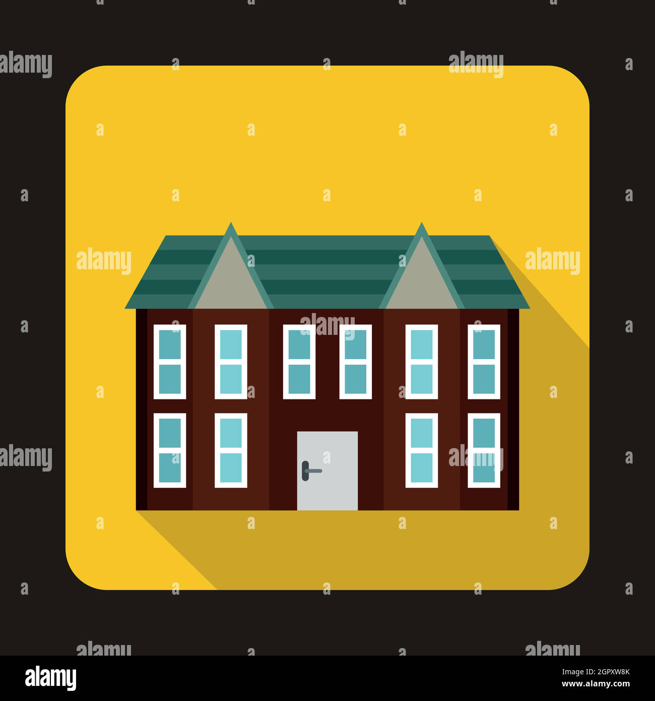 Brown two storey house icon, flat style Stock Vector Image & Art - Alamy