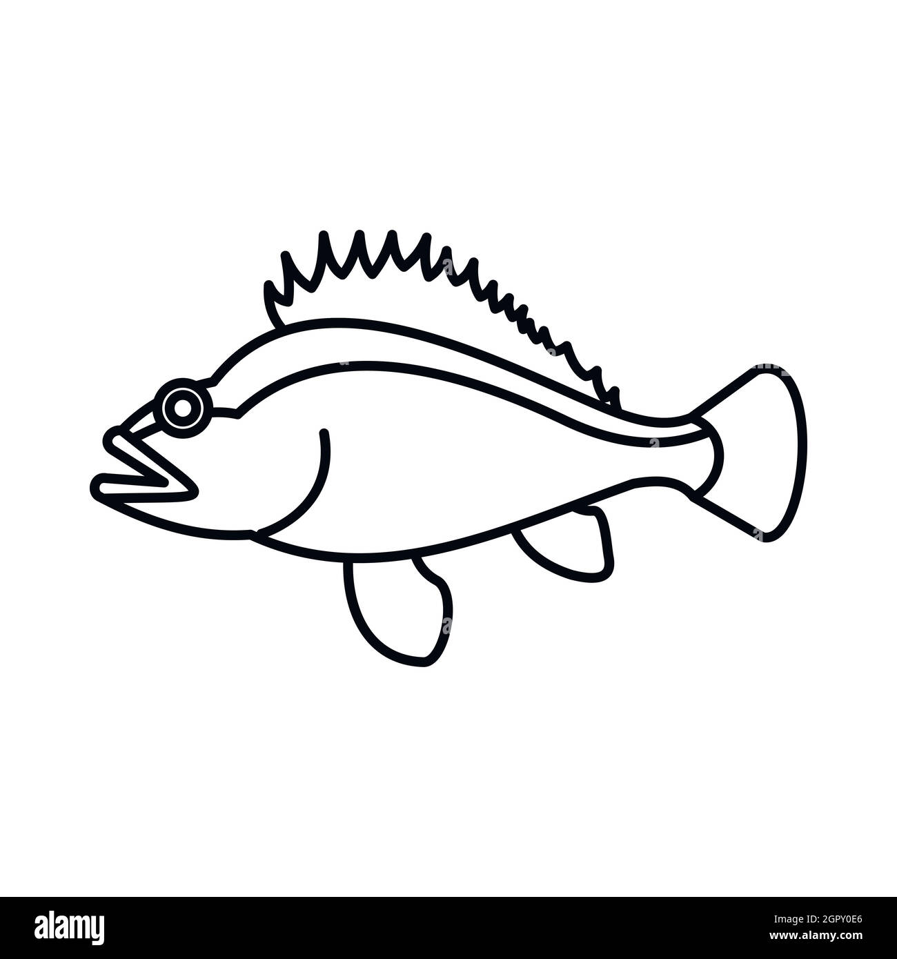 Rose fish, Sebastes norvegicus icon, outline style Stock Vector Image ...