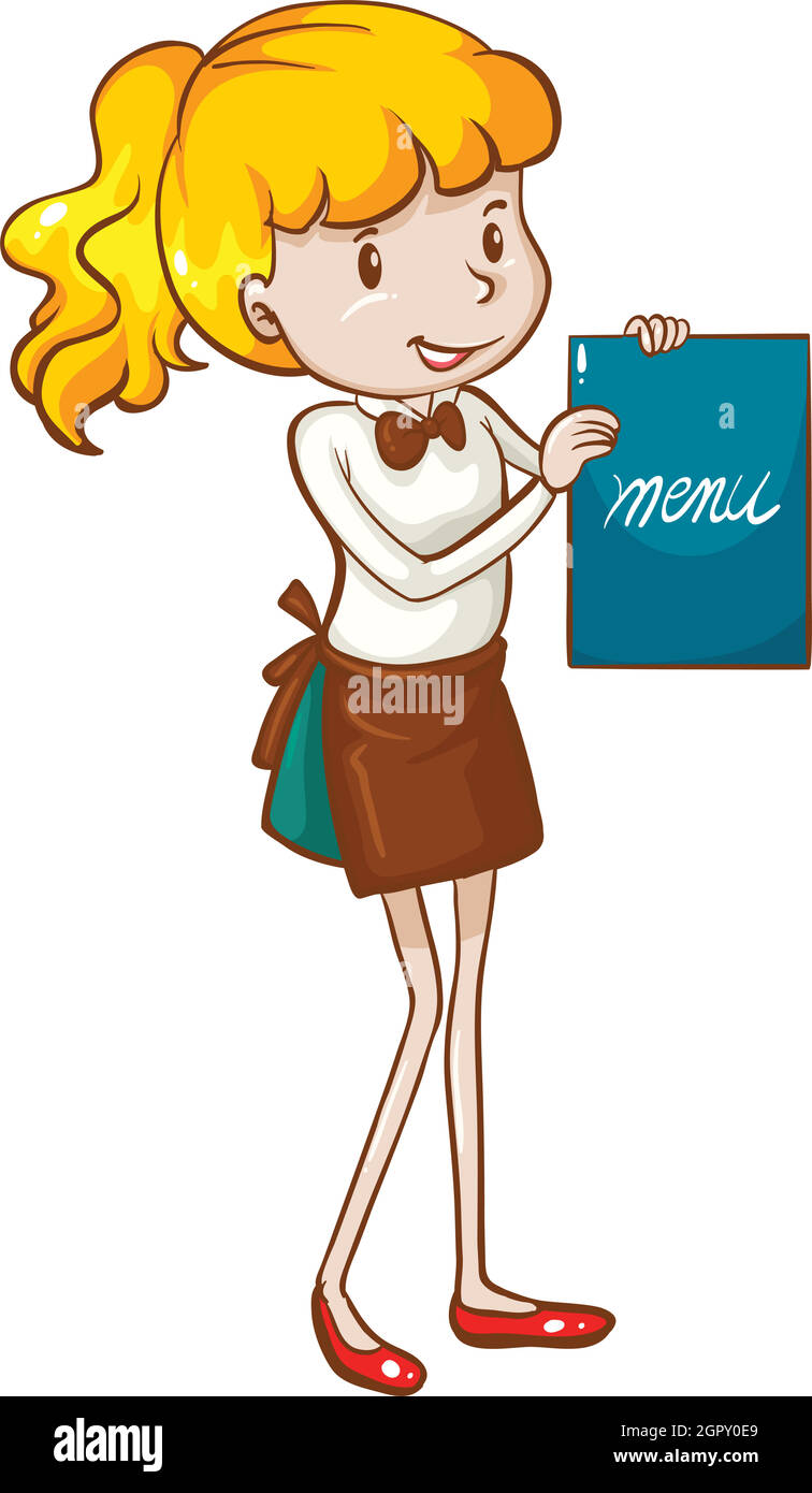 Waitressing Simple Picture A simple sketch of a waitress holding a menu Stock Vector Image & Art ...