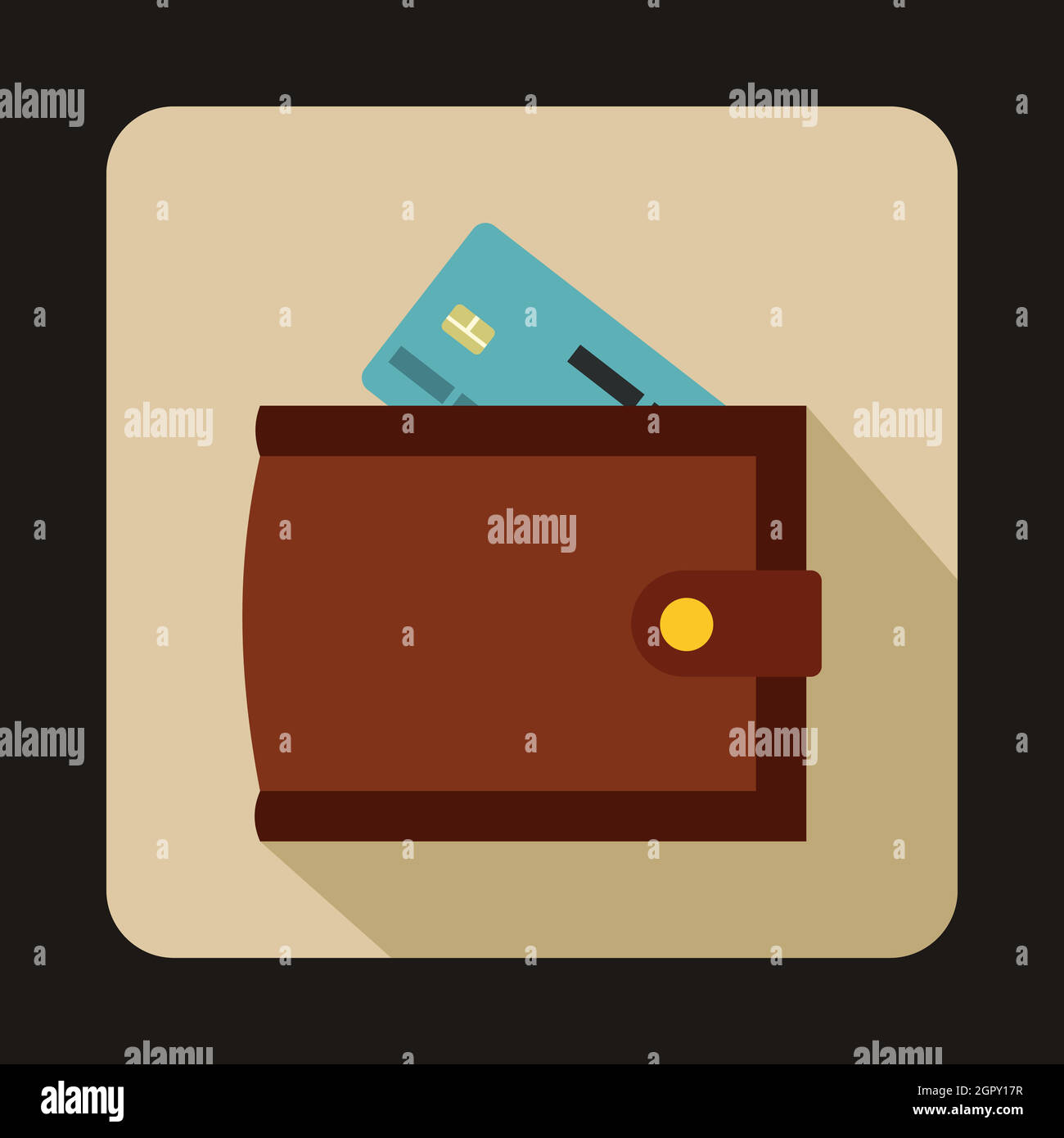 Brown wallet with credit card and cash icon Stock Vector Image & Art ...