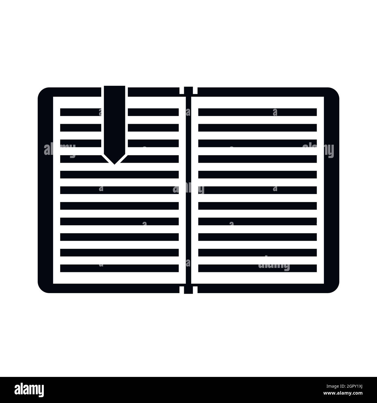 Open book with a bookmark icon, simple style Stock Vector