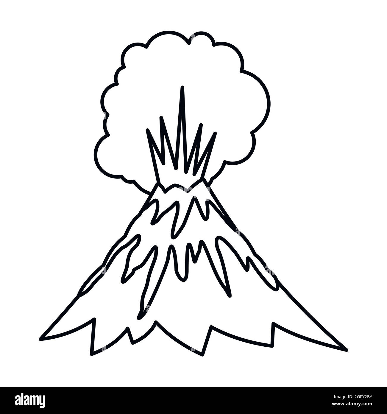Volcano erupting icon, outline style Stock Vector
