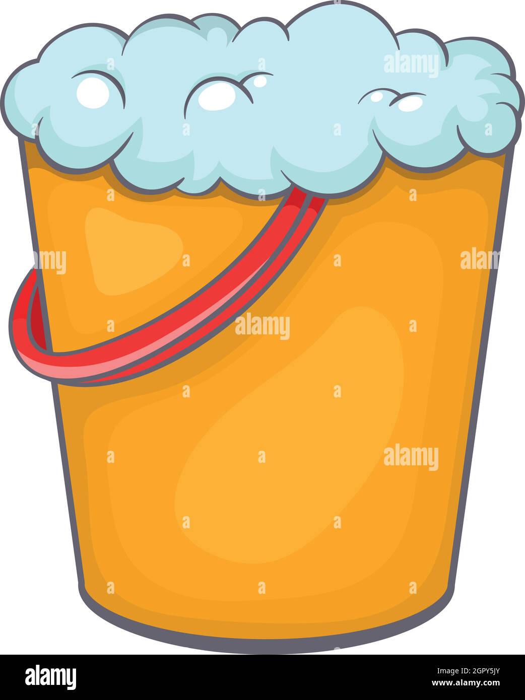 Yellow bucket with foamy water icon Stock Vector