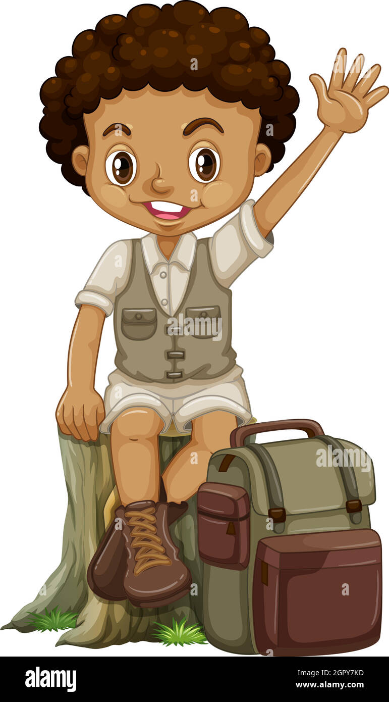 African boy in camping suit Stock Vector Image & Art - Alamy