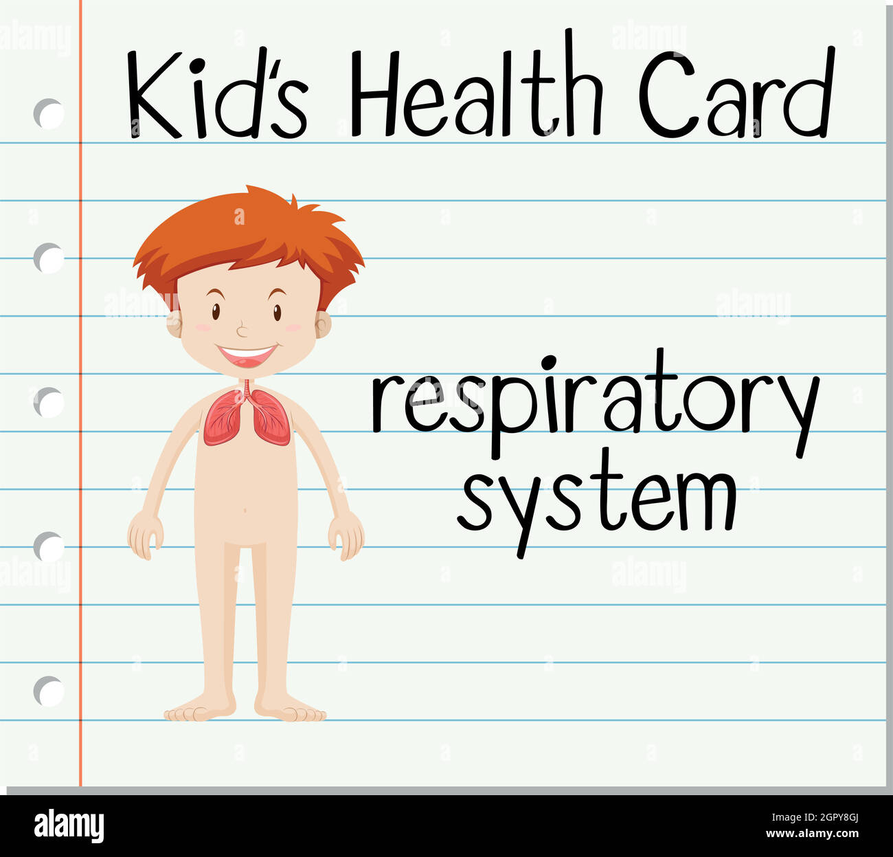 Health card with respiratory system Stock Vector