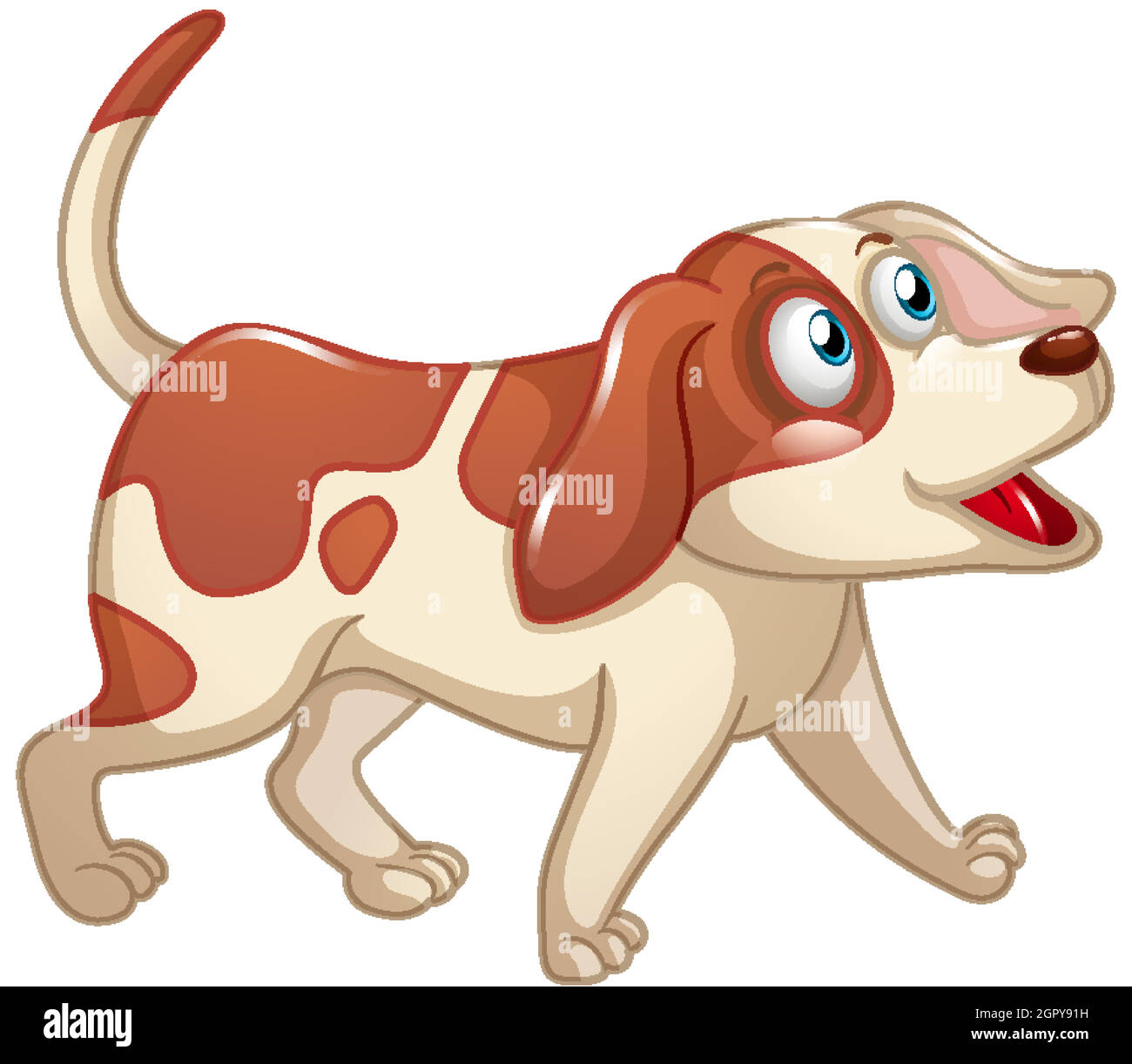 A cute dog with happy face cartoon character on white background Stock ...