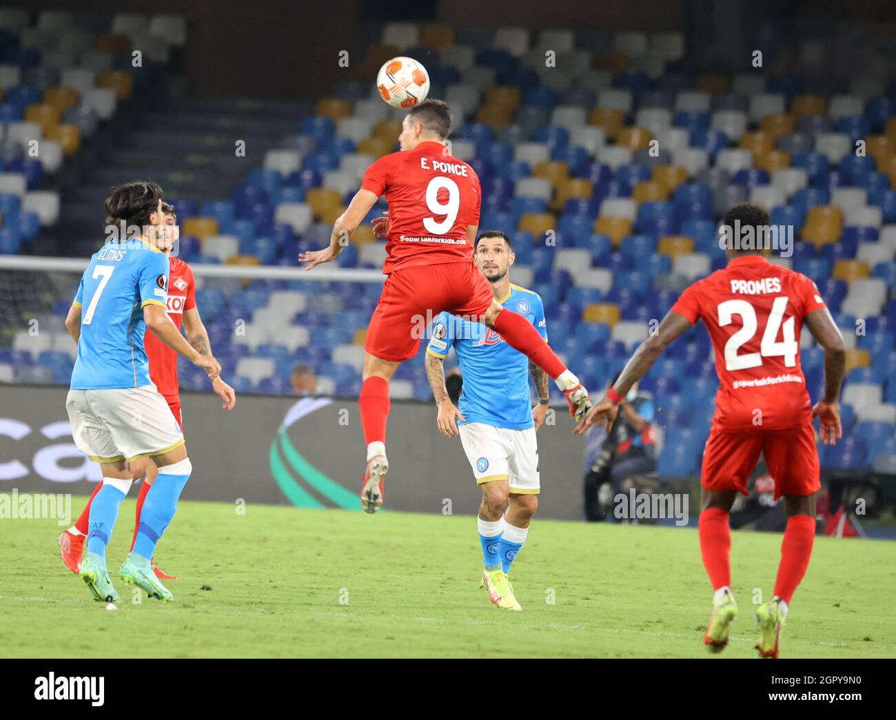 Naples, Campania, Italy. 30th Sep, 2021. During the Europa League Football match SSC Napoli vs FC Spartak Mosca on September 30, 2021 at the Diego Armando Maradona stadium in Naples.In picture: E. Ponce (Credit Image: © Fabio Sasso/ZUMA Press Wire) Stock Photo