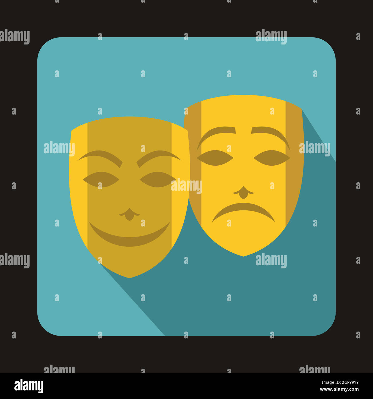 Comedy and tragedy theatrical masks icon Stock Vector