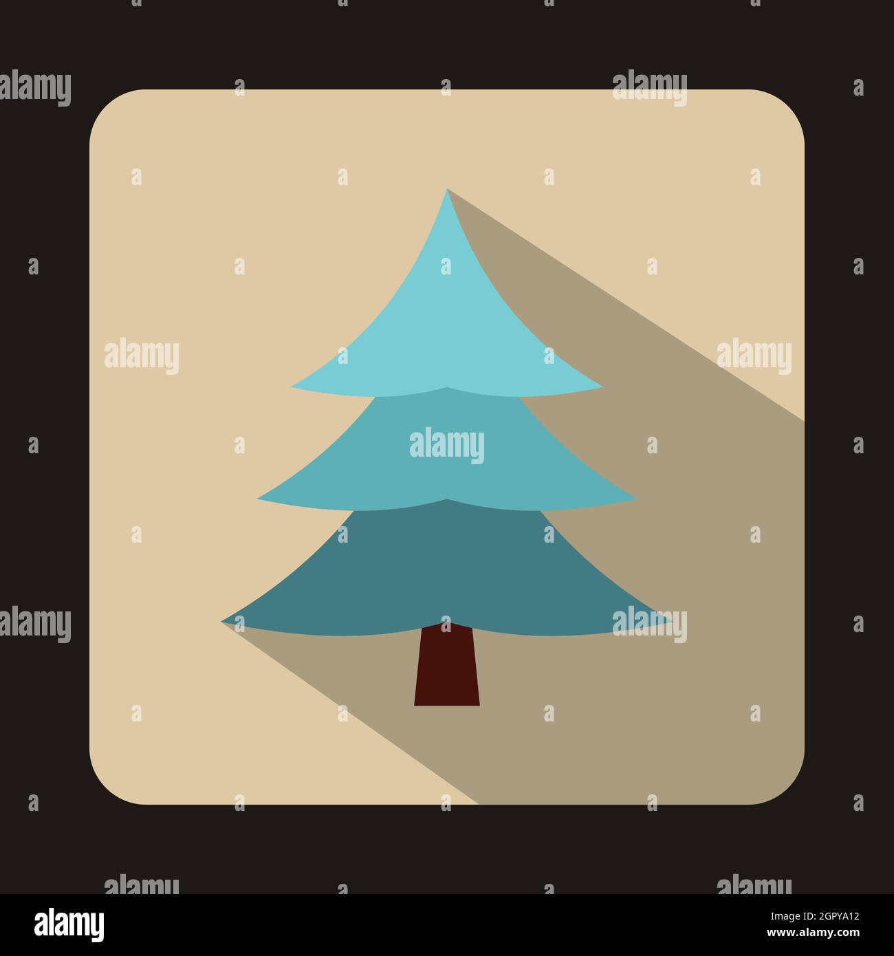 Fir tree covered with snow icon, flat style Stock Vector