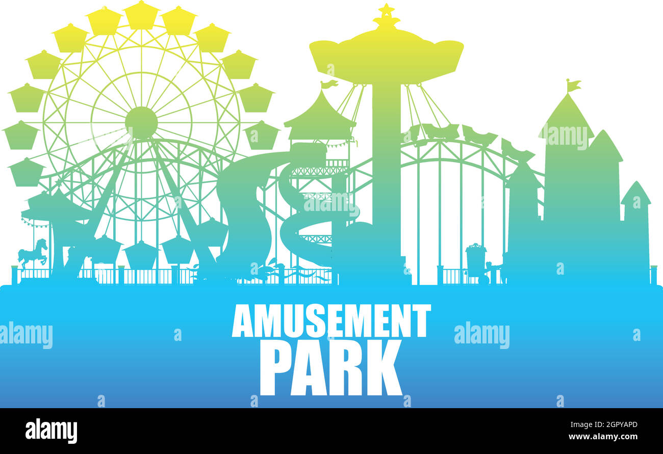 A colour silhouette amusement park template Stock Vector