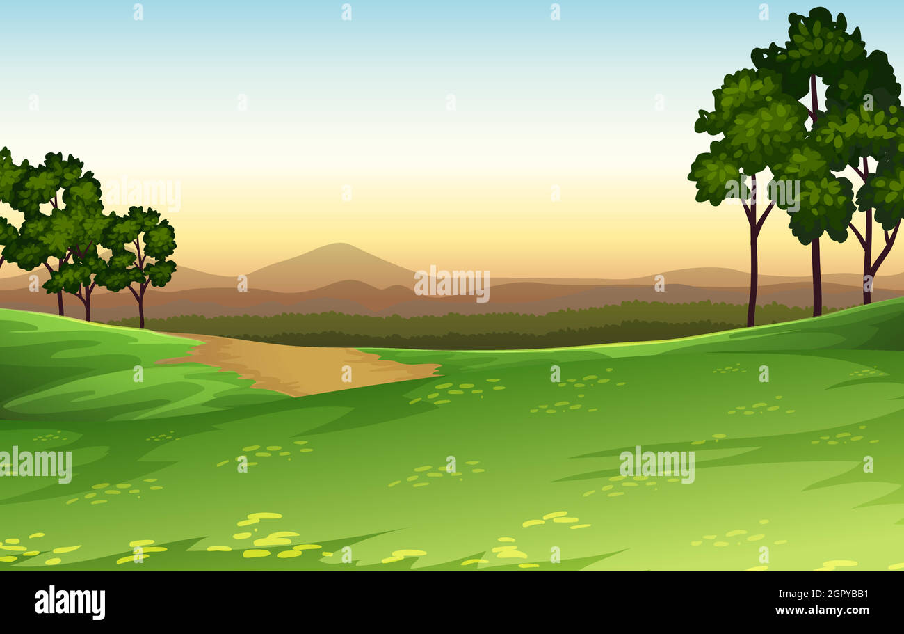 Nature scene at sunset Stock Vector Image & Art Alamy
