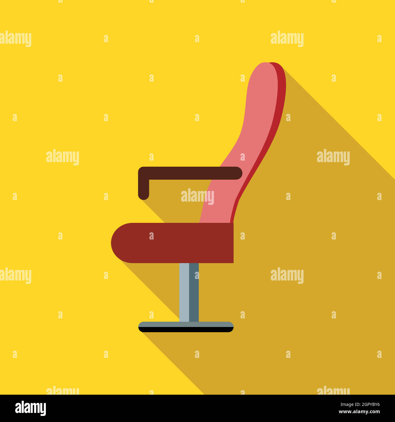 Red cinema armchair icon, flat style Stock Vector