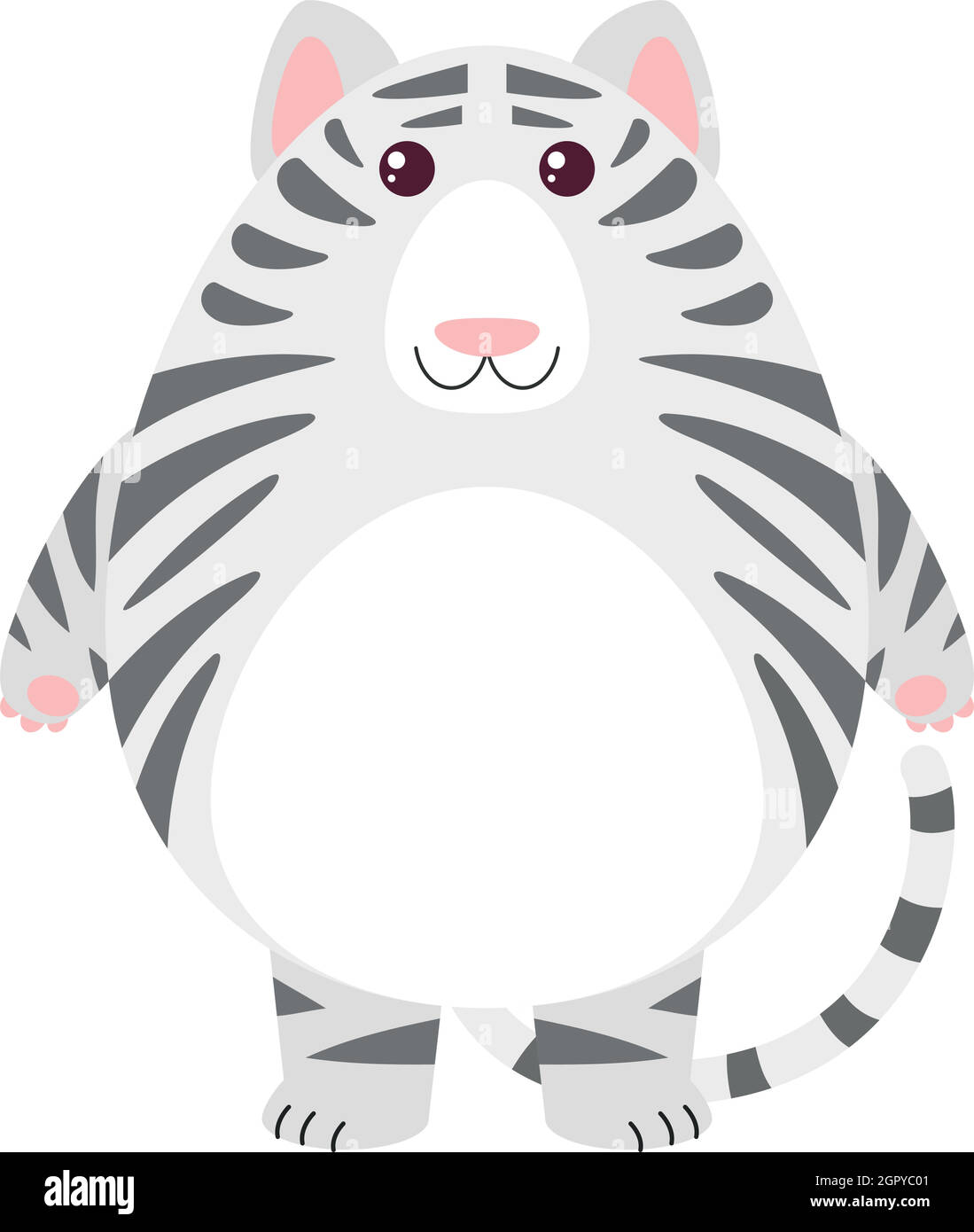 White tiger with round body Stock Vector