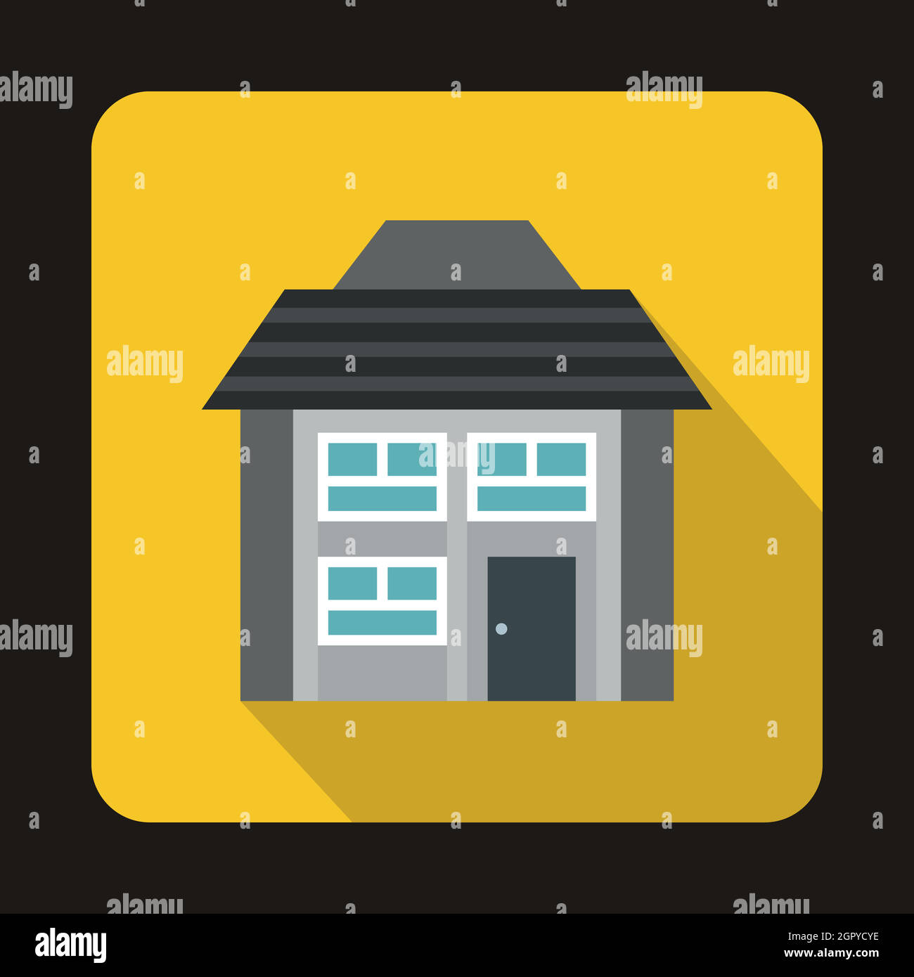 Grey two storey house icon in flat style Stock Vector Image & Art - Alamy