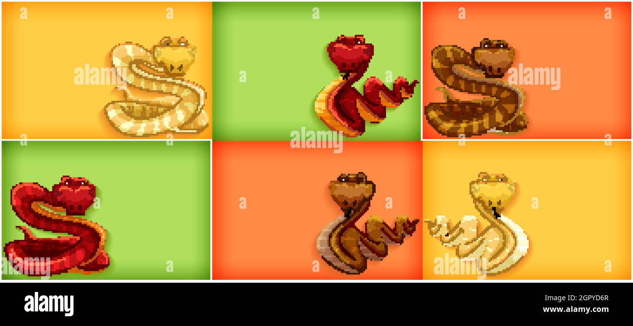 Multiple Snake Background Background template design with plain color and many snakes Stock ...