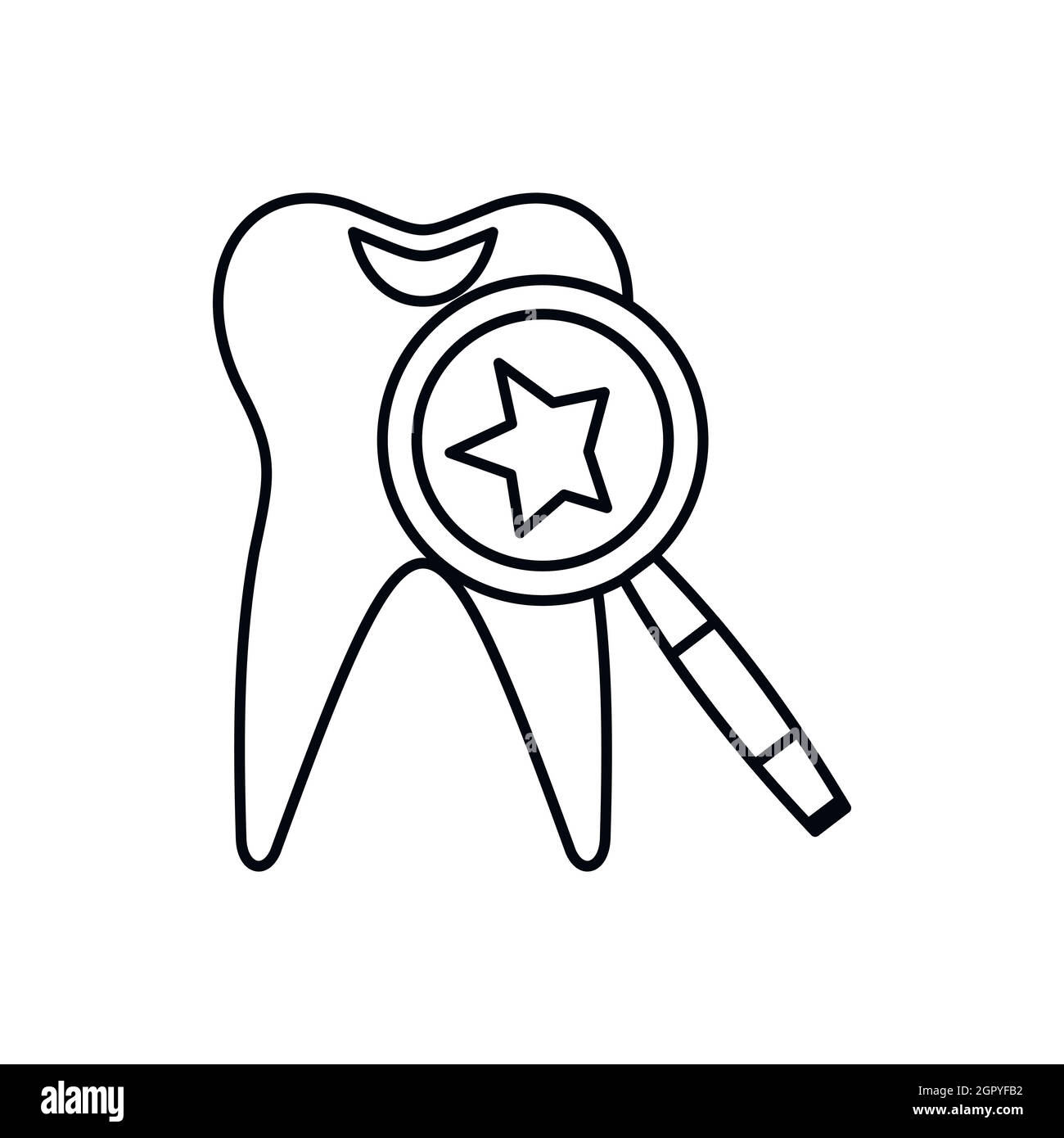 Tooth with magnifying glass icon, outline style Stock Vector Image ...