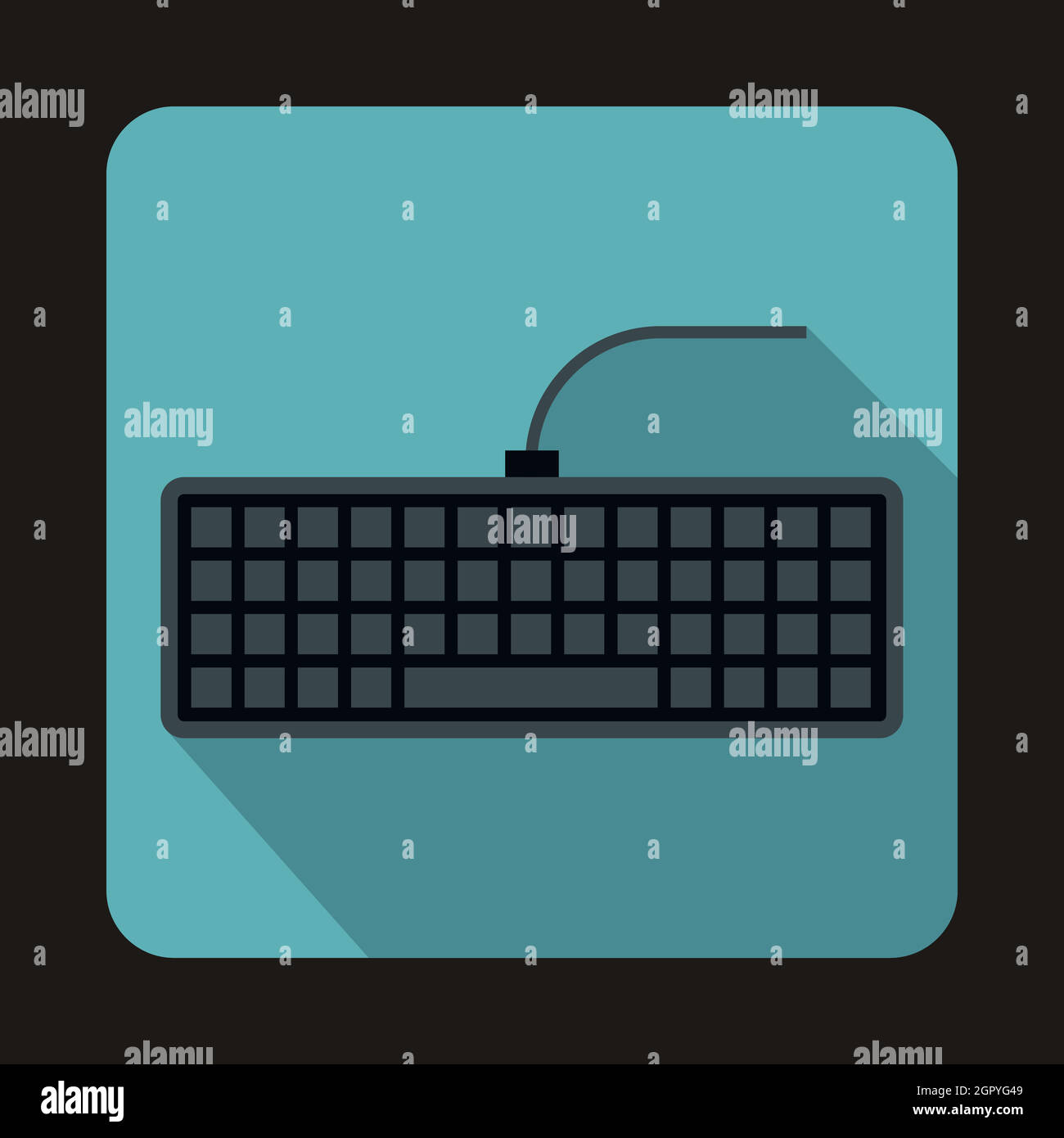 Black computer keyboard icon, flat style Stock Vector