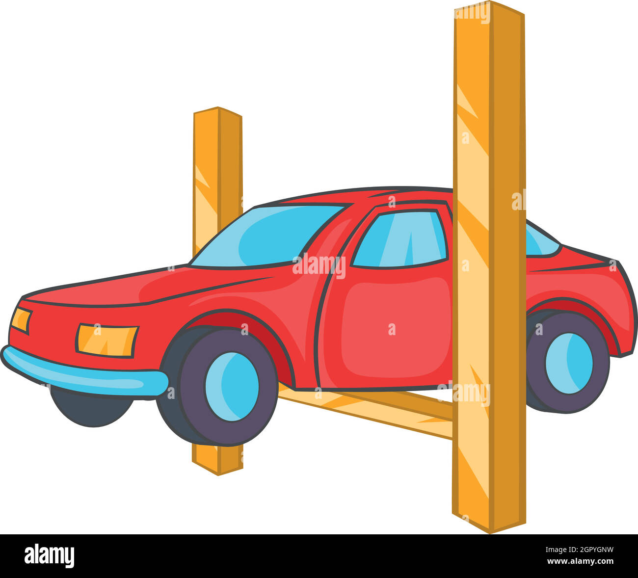 Car lifting icon in cartoon style Stock Vector