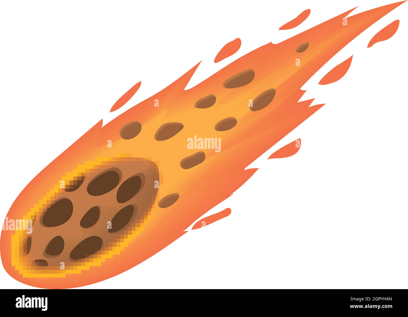 Falling meteorite icon, cartoon style Stock Vector