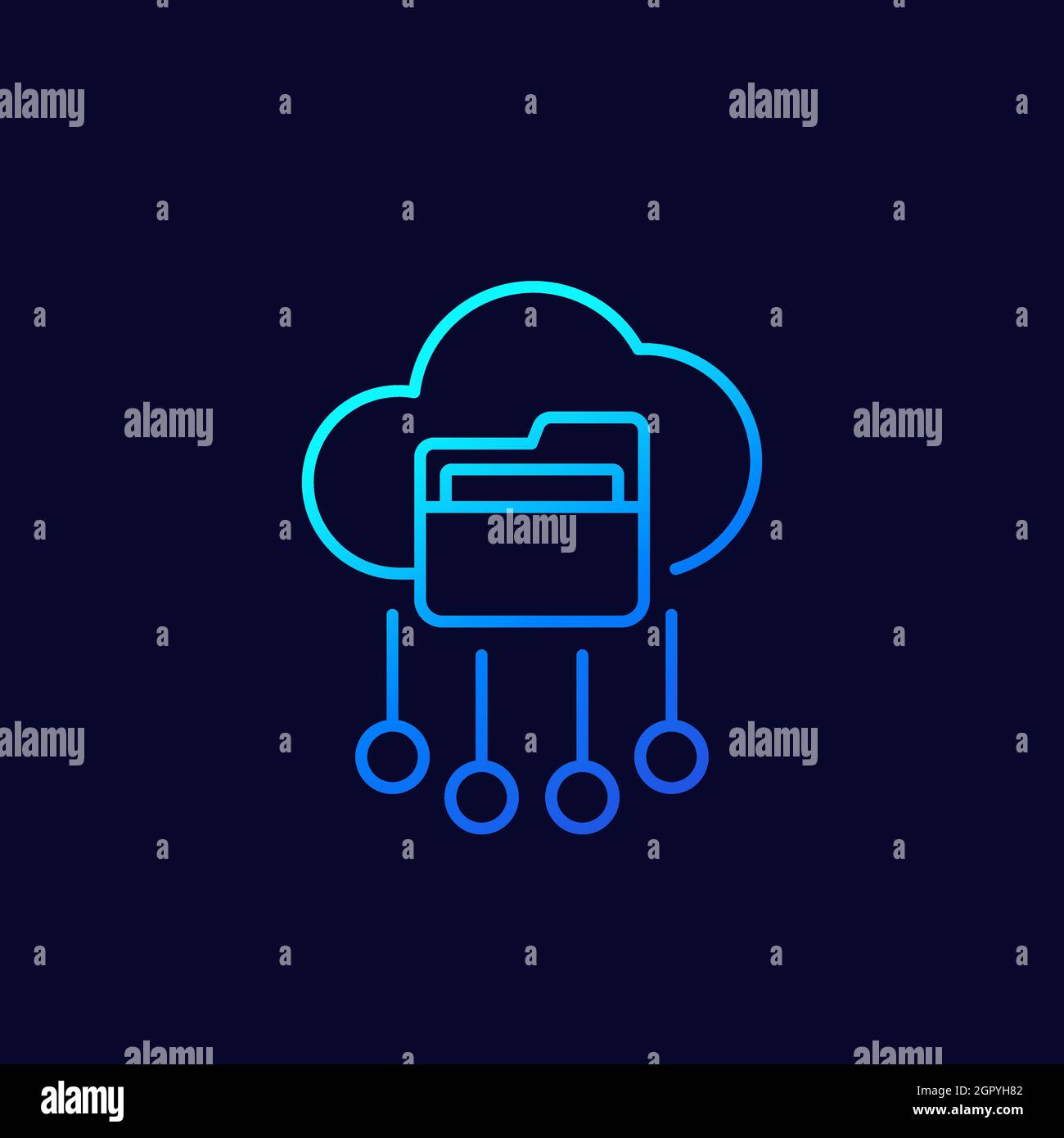 cloud folder line icon, vector Stock Vector
