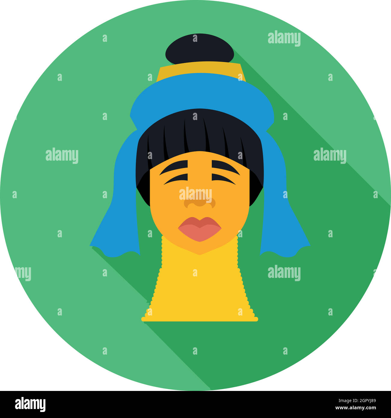 Karen long neck woman with traditional coils icon Stock Vector