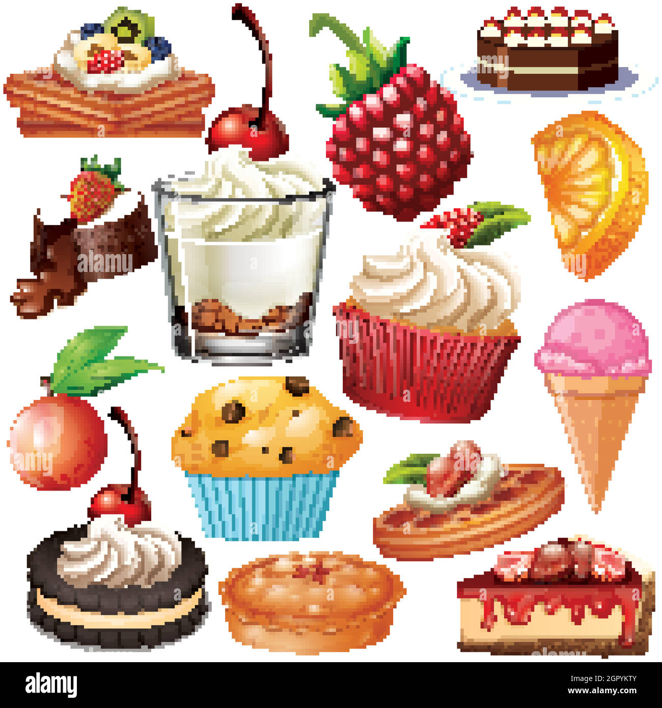 Set of isolated objects theme desserts Stock Vector Image & Art - Alamy