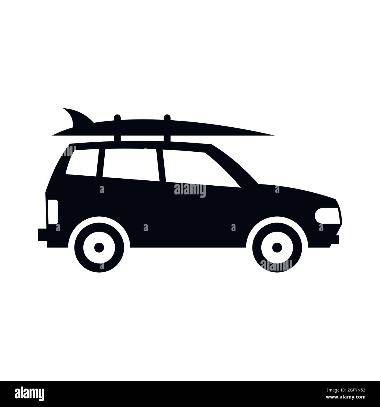 Car with luggage icon, simple style Stock Vector