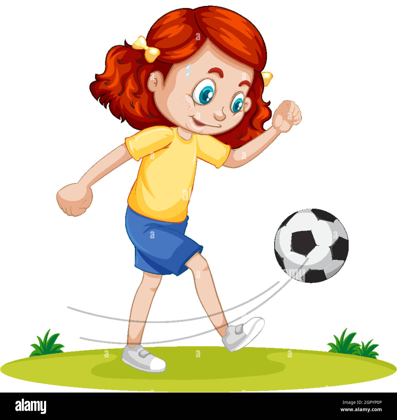 Cute girl playing football cartoon character isolated Stock Vector Image &  Art - Alamy