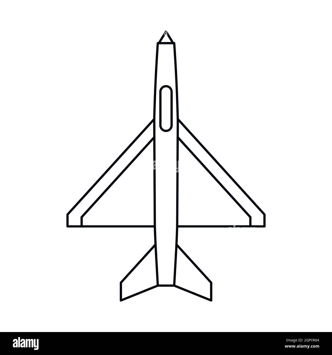 Military aircraft icon, outline style Stock Vector
