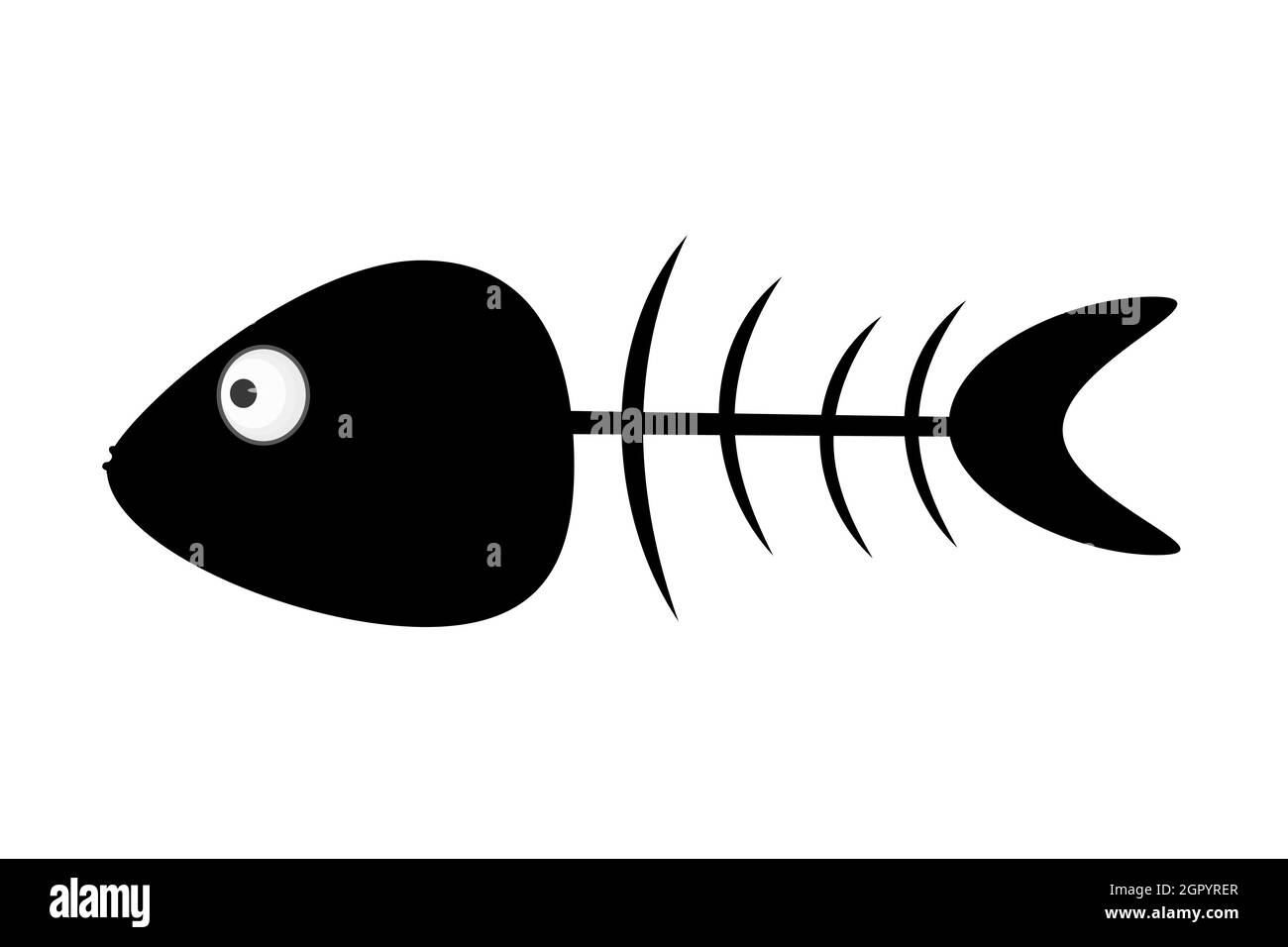 Fishbone icon isolated on white background. Black fish bone silhouette. Fish skeleton simple sign. Organic waste mark design.Stock vector illustration Stock Vector