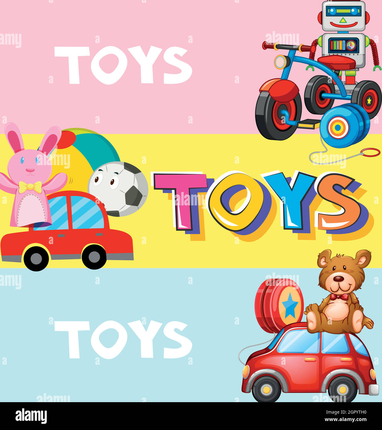 Poster design with toys in background Stock Vector